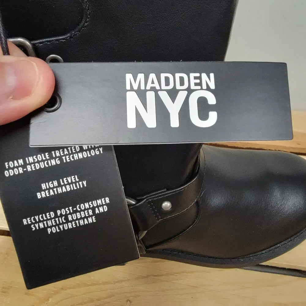 Madden NYC Girls Faux Leather Moto Boots w/ Decorative Buckles - Size 1 NWT